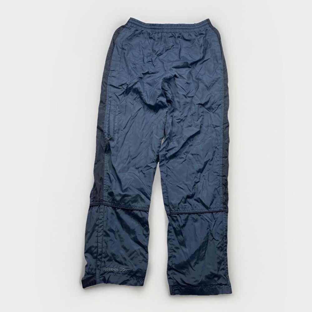 Y2K Reebok Windbreaker Lined Nylon Tech Track Sweatpants Men's S Dark Blue